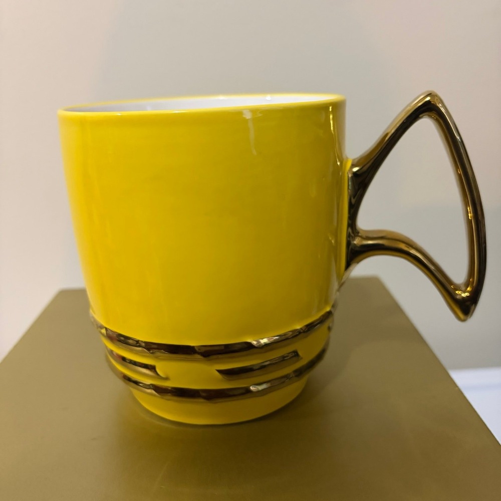 Star Wars Yellow Coffee Mug with Gold Handle and Trim